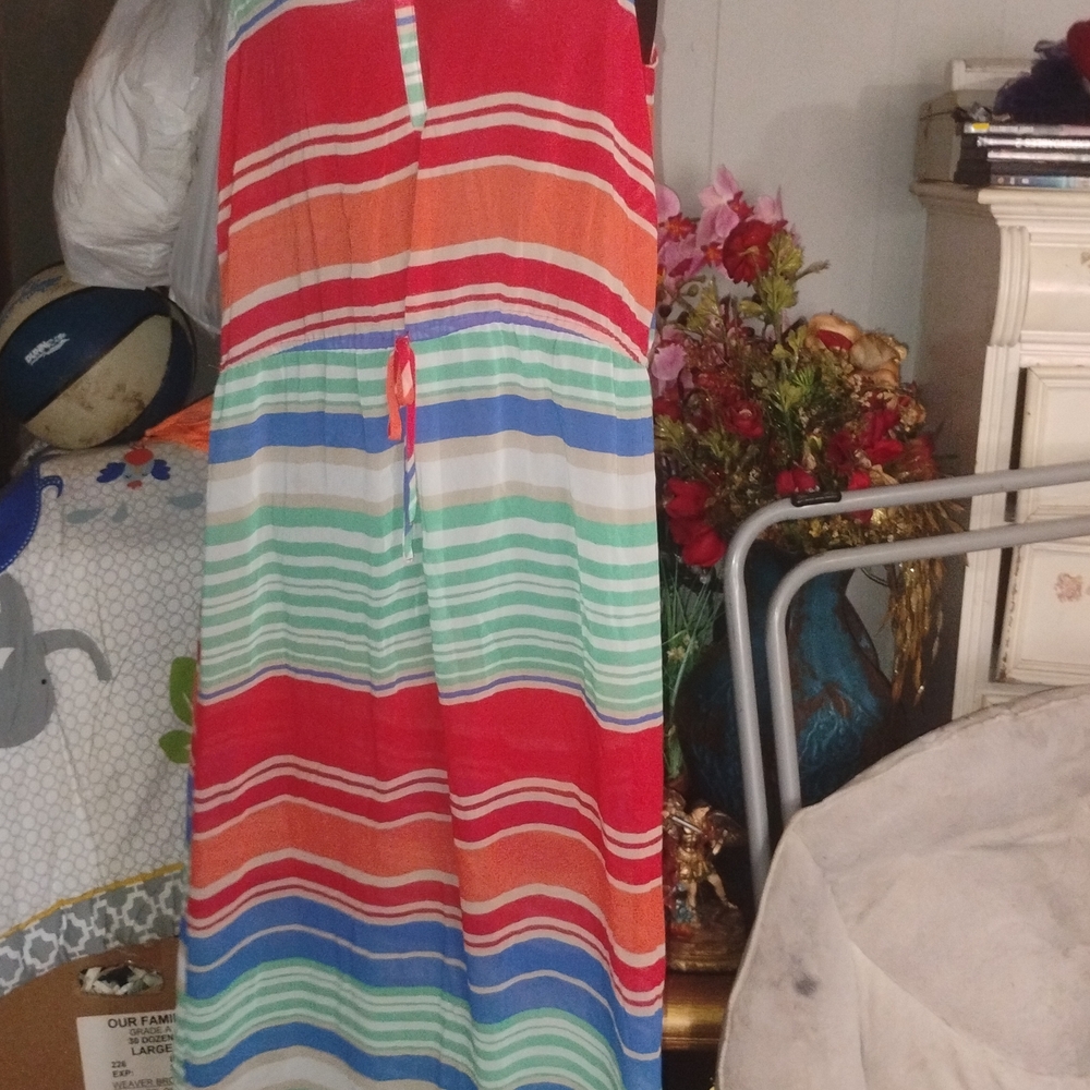 a.n.a Green and White Striped Dress